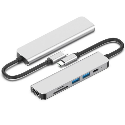 De Hub van het Basisstationdisplayport van Usbmultiport 6in1 voor de Lezer van Chromebook PD77W SD/TF