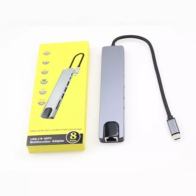 8in1 veelvoudige Hdmi-Basisstationrj45 3,0 Usb C Laptop Hub