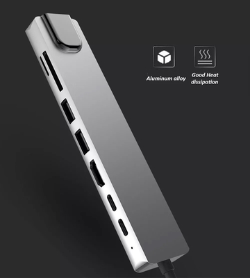 8in1 veelvoudige Hdmi-Basisstationrj45 3,0 Usb C Laptop Hub